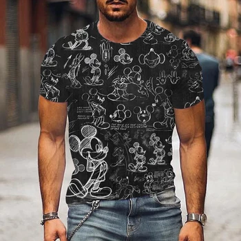 Disney T-shirt Mickey Mouse Tegnefilm 3D-Print Street Tøj Mænds Fashion T-shirt Børn er Drenge Street Style T-shir
