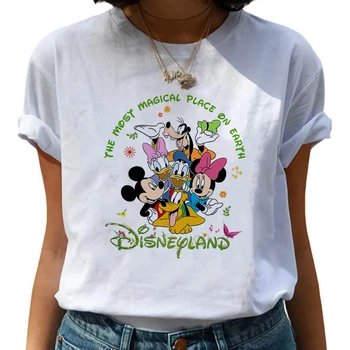 Disneyland Mickey og Vennerne Print T-Shirt til Kvinder 2023 Nye Mode Æstetisk Tøj Korte Ærmer Disney T-shirt Kvindelige Harajuku