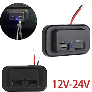 Dobbelt USB Bil Oplader Stik 12V 3.1 EN Opladning Outlet Hurtig Opladning 3.0 Stik til Motorcykel Camper Truck ATV, Bil, Båd RV Ny