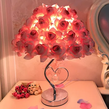 Europæisk Stil Steg Blomst LED bordlampe bryllupsfest Soveværelse Seng, Nat Lys, Dekoration Gave Ferie Belysning