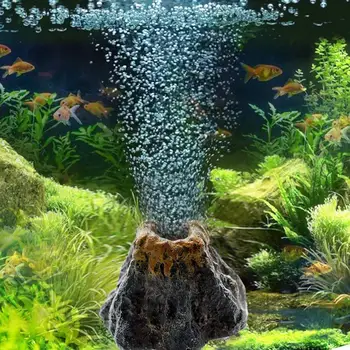 Fisk Tanks Landskabspleje Simulering Vulkan Akvarium Tilbehør Stenhøjen Ornamenter Beluftning Pumpe Boble Sten Iltning Værktøjer