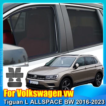 For Volkswagen VW Tiguan ALLSPACE BW 7-Sæde 2016-2023 Bil Vindue Parasol UV-Beskyttelse Auto Gardin solsejl Visir Net Mesh