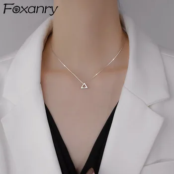 Foxanry Sølvfarvet Halskæde 2021 Trendy Elegante Part, Tilbehør, Mousserende Zircon Geometriske Brudens Smykker til Kvinder