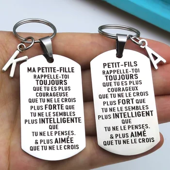 Franske PETIT-FILS MA PETITE-FILLE Nøglering Eksamen Fødselsdag Julegave til Barnebarn Barnebarn ALTID HUSKE DIG