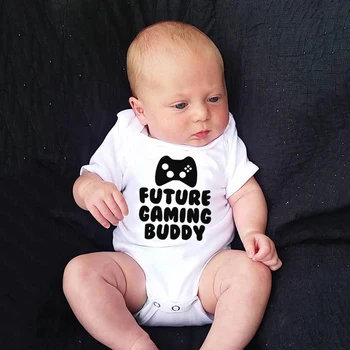 Fremtidens Gaming Buddy Nyfødte Baby Drenge Piger Sjove Romper InfantShort Ærme Tøj Toddler Mode Buksedragt 0-24M
