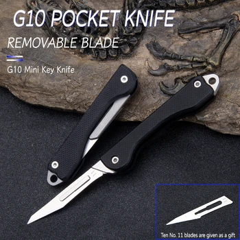 G10 Folde Kniv Mini Skalpel Bærbare selvforsvar EDC Udendørs Camping Multifunktionelle Små Folde Kniv Udskiftelige Blade