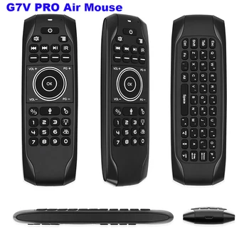 G7V PRO Air Mouse with russisk dansk tastatur er Baggrundsbelyst Gyroskop IR-Learning, Voice Search Trådløse 2,4 G G7 indbygget Batteri