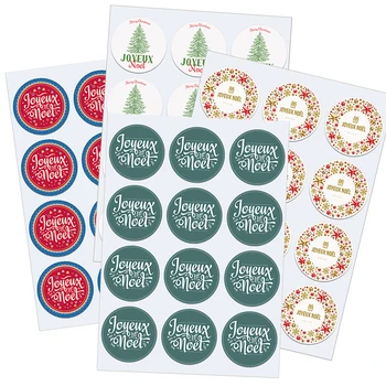 Glædelig Jul fransk Joyeux Noel Gave Forsegling Stickers er selvklæbende Klistermærker Nye År Xmas julefrokost Indretning Etiketter