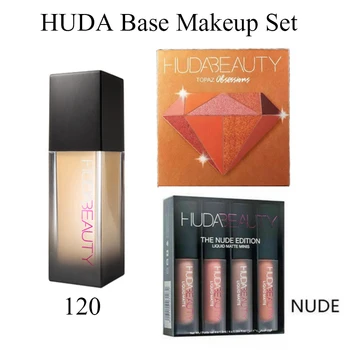 HUDA Base Makeup Sæt Foundation Læbestifter øjenskygge, Mascara Alle i det Ene Øje Piskeslag Børste Skønhed Makeup Lang-iført Vandtæt