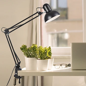 Hjem bordlampe med Klemme, Fleksible LED bordlamper Ben Swing Arm spændeenheden Undersøgelse Lampe læselamper Til hjemmekontoret Studio