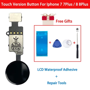 Home Knap Flex Kabel Retur Funktion Virker Ikke Touch-ID Fingeraftryk Til IPhone 7 8 Plus Med LCD-Vandtæt Lim Og Værktøj