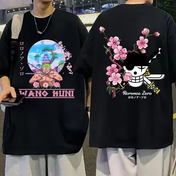 Hot Salg Roronoa Zoro Print T-Shirt Mænd Kvinder Vintage Harajuku Animationsfilm T-shirts, Korte Ærmer Mode Afslappet Oversize T-shirt, Toppe