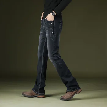 ICPANS Boot Cut Blussede Jeans Mænd Vintage Strække Regular Fit Jeans Mandlig Casual Herre BootCut Jeans til Mænd Bukser 2019 Mode Blå