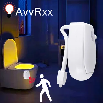 Intelligente PIR bevægelsesføler Toilet Sæde Nat Lys 7 Farver Vandtæt Baggrundsbelysning Til toiletkummen LED Luminaria Lampe WC Toilet Lys