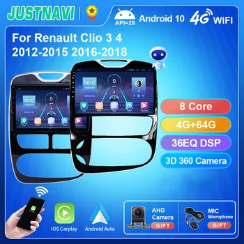 JUSTNAVI 2 Din Android10 Bil Radio For Renault Clio 3 4 2012-2019 Stereo Mms-DSP-Afspiller, Video, GPS-Navigation Carplay RDS
