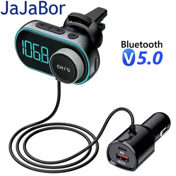 JaJaBor FM-Senderen USB-QC3.0 PD Hurtig Opladning 3,5 mm AUX Receiver MP3-Afspiller, Håndfri Bluetooth 5.0 bilsættet FM Modulator