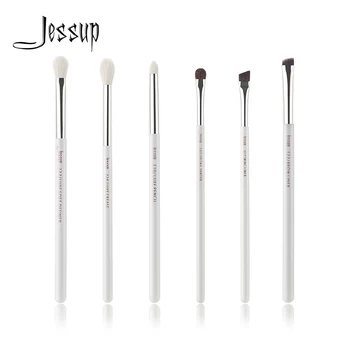 Jessup Eye Pensler sæt 6stk Makeup Børste Naturlige syntetiske Eyeshadow Eyeliner Shader Perle Hvid/Sølv