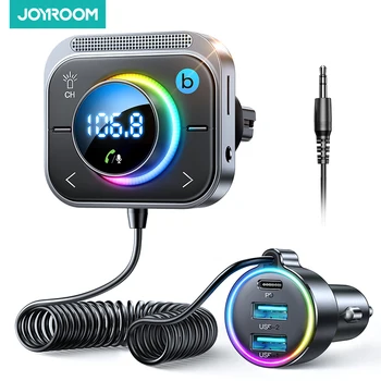 Joyroom Bluetooth 5.3 FM AUX Bluetooth Car Adapter Lyd FM-Senderen Bass-Boost 3 Porte PD&QC 3.0 FM-Bluetooth til Bil