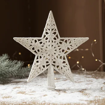 Juletræ Glitter White Star Top Glædelig Jul Dekorationer til Hjemmet Xmas Tree Ornamenter nytår Gave Natal Jul 2023
