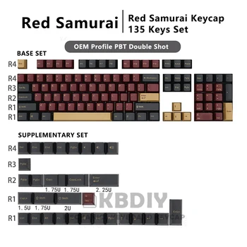 KBDiy GMK Røde Samurai Klon Keycap OEM-Profil PBT-Tasterne Sort Rød 135-Tasten Caps er Fastsat for Mekanisk Tastatur MX Skifte Brugerdefinerede
