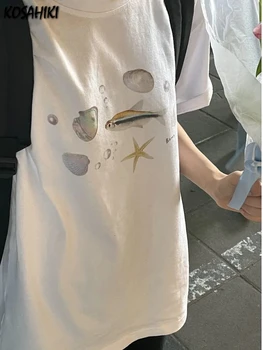 KOSAHIKI koreansk Mode Animal Trykt kortærmet T-shirt Japansk Grunge t-Shirts Sommeren Fairycore Grafiske T-Shirts Vintage