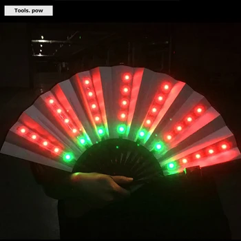 Kinesisk Stil Folde Blæser med LED Lys, og Fjernbetjeningen Farverige Kinesiske håndholdt Folde Fan til Fest/Dans LED Papir Fan