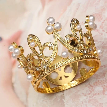 Kreative Mini Crown Cake Topper Metal Perle Tillykke Med Fødselsdagen Kage Toppers Bryllup&Engagement Kage Udsmykning Sweet 16 Part Dekorationer