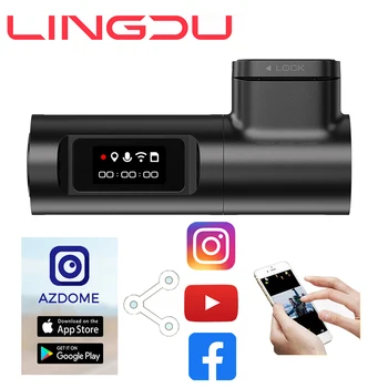 LINGDU D100 Dash Cam 2K 1440P Bil DVR WiFi Indbygget GPS stemmestyring 24H Parkering Overvåge Night Vision Auto Optager Afspiller