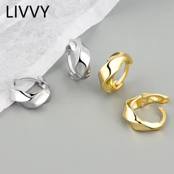 LIVVY Sølv Farve Glat Overflade Uregelmæssige Twist Øreringe til Kvinde Piger Simple Mode Smykker Gaver Tilbehør