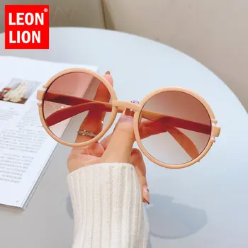 LeonLion Leopard Runde Vintage Solbriller Kvinder 2023 Overdimensionerede Briller Kvinder/Mænd Luksus Briller Kvinder Part Gafas De Sol Mujer