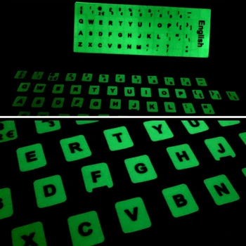 Lysende Vandtæt Tastatur Klistermærker Fluorescerende Tastatur Beskyttende Film og Klistermærker Layout med Knap Breve til engelsk nøgle