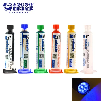 MECHANUC 6 stk 6 farve UV Helbredes Solder Mask+ nåle+UV-lampe Maske 10CC for PCB Kredsløb beskytte loddepasta Flux olie
