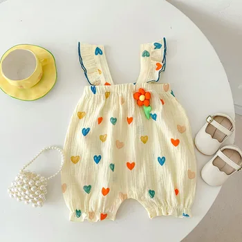 MILANCEL 2023 Sommer Baby Tøj, Fuld Af Hjerte Print Baby Piger Rompers Spædbarn Jumpsuits