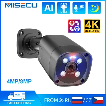 MISECU 4MP 8MP IP-Kamera Sikring Fuld Farve Night Vision To-Vejs Audio Vandtæt Videoovervågning POE H. 265 Onvif