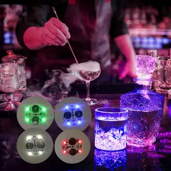 Mini Glød LED Coaster til Selvklæbende Lys Flasker Festival Natklub Bar Part Dekoration Vase LED Drink Cup Coaster