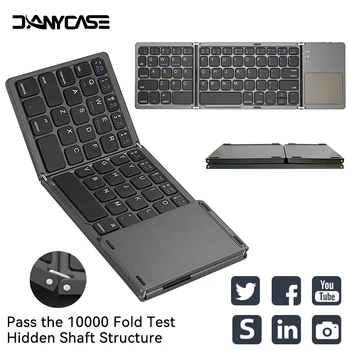 Mini folde-tastatur, Touchpad ' en Bluetooth-kompatibel 3.0 Sammenklappelig Trådløse Tastatur til Windows,Android,ios Tablet ipad Telefon