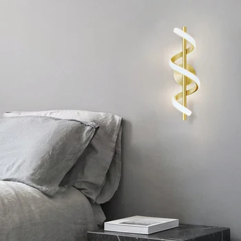 Minimalistisk LED væglampe Nordiske Soveværelse Sengen Sconce Sort Hvid Guld Dekorativ Belysning Stue Korridor Indendørs Kampprogram