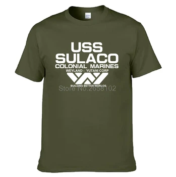 Mode USCSS Nostromo T-Shirt Fremmede USS Sulaco Colonial Marines Udlændinge Fra Verden kortærmet Tshirt Mænd Bomuld O-Neck Tee