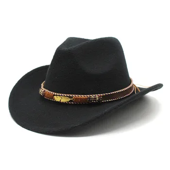 Mode Vestlige Cowboy Hat Til Mænd, Kvinder Følte Fedora Caps Kirke Panama Tøser Jazz Cap Sombrero Vaquero Hombre