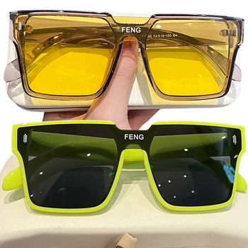 Mode Y2K Overdimensionerede Square Solbriller Kvinder Retro Spejl Linse Ét Stykke Brillerne Nuancer UV400 Mænd Punk Sol Briller, Beskyttelsesbriller