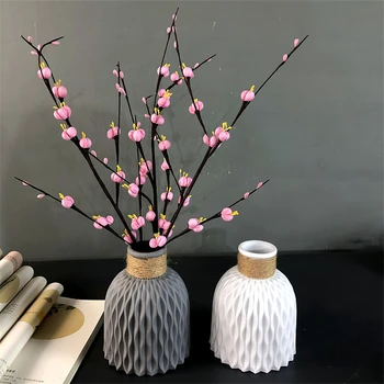 Moderne Efterligning Keramik Flower Pot Blomstervaser Dekoration Hjem Plast Vase Blomst Arrangement Nordisk Stil Boligindretning