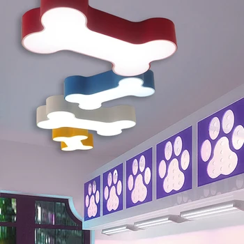 Moderne Kort Farverige Krop Soveværelse Akryl LED Loft Lampe Hjem Deco Børn Værelses Hund Knogler Strygejern Loft lampe