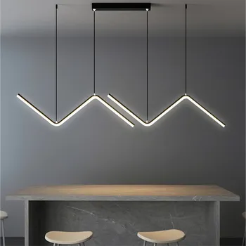 Moderne LED Pendel Geometriske Linjer Lysekrone Til Stue Restaurant Køkken Kontor Og Indendørs Indretning Lamper