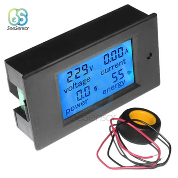 Multimeter Amperemeter Voltmeter Wattmeter AC 80-260V 0-100A Digitalt LCD-Display Aktuelle Spænding, Strøm, Energi Meter