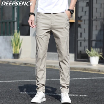 Mænd Casual Bukser, Slim Straight Åndbar Stretch Klassiske Bukser til Mænd Foråret Efteråret Streetwear Khaki Bukser Mandlige Høj kvalitet