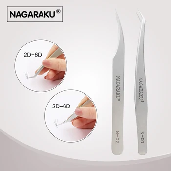 NAGARAKU 2stk indstillet til eyelash extension professionel pincet N-01 og N-02 for at opdele volumen øjenvipper