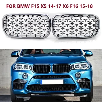 Ny BMW F15 X5 Gitter Foran Udskiftning Nyre-Grill Diamant Meteor Stil Krom Sort Til BMW X6 F16 2014-2018