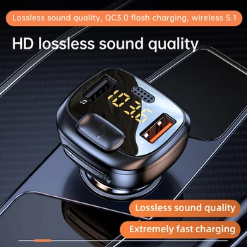 Ny Bil Bluetooth 5.1 FM Transmitter Dual USB QC3.0 Hurtig Oplader Trådløs Håndfri stereo Receiver MP3-Afspiller Bil Kit
