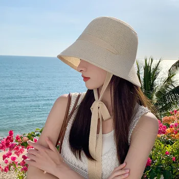 Ny Mode Sommeren Solcreme, Hat Kvinders koreanske Bucket Hat Hule Ud Fisker Bassin Hat Udendørs Strikket solskærm Hat