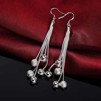 Ny trend 925 Sterling Sølv Øreringe til Kvinder mode Smykker Kvast hængende perler lange øreringe Valentins Dag Gaver